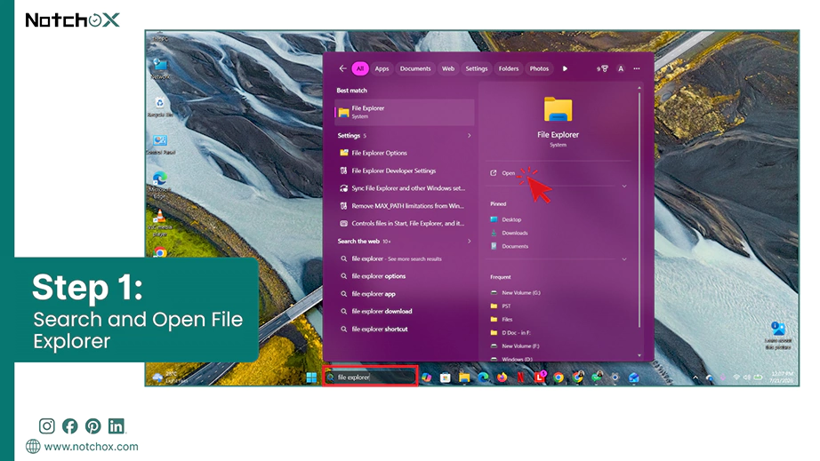 Search and Open File Explorer