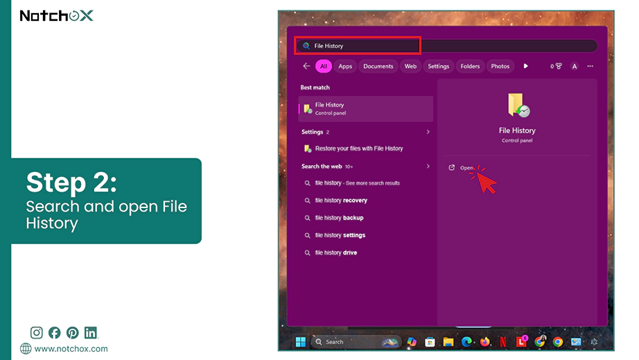 Search and open File History
