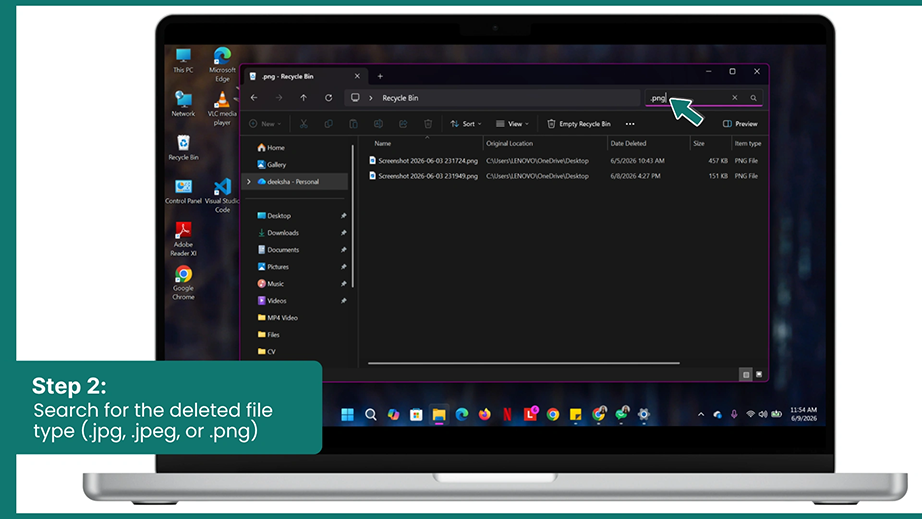 Search for the deleted file type