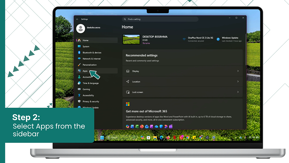 Select Apps from the sidebar