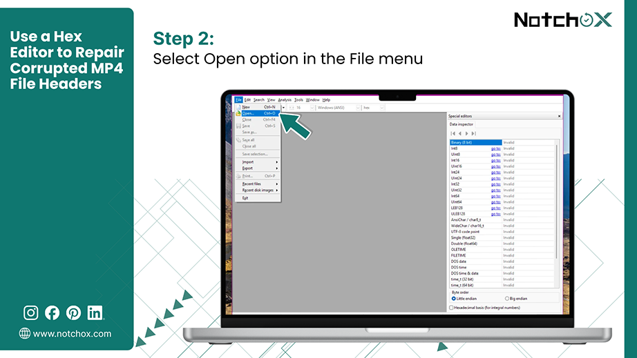 Select Open option in the File menu