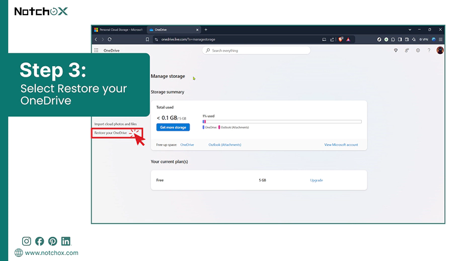 Select Restore your OneDrive