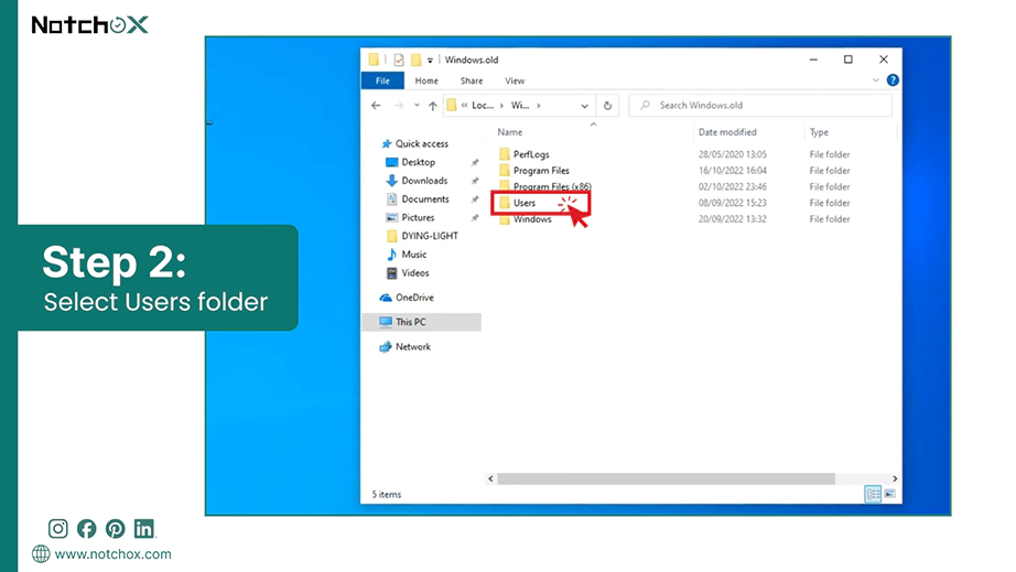 Select Users folder