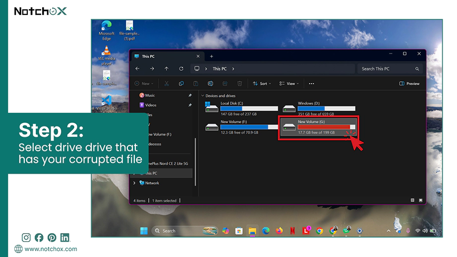 Select drive that has your corrupted file