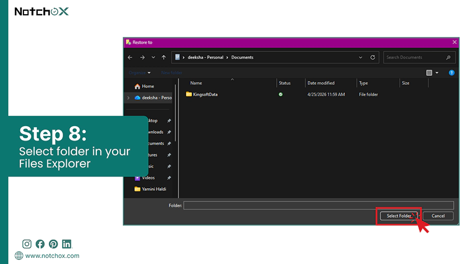 Select folder in your Files Explorer