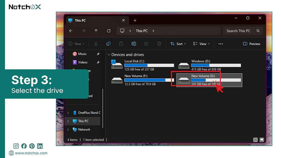 Select the drive