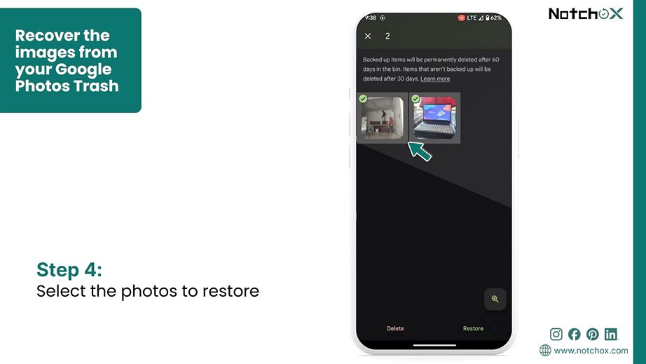 Select the photos to restore