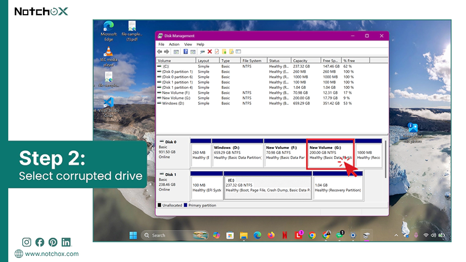 Select the corrupted drive