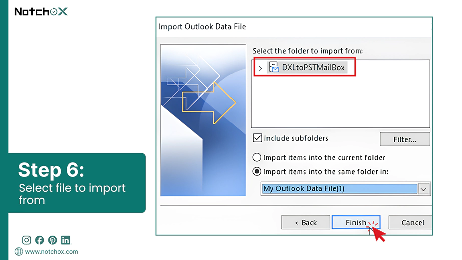 Select the folder and finish the process