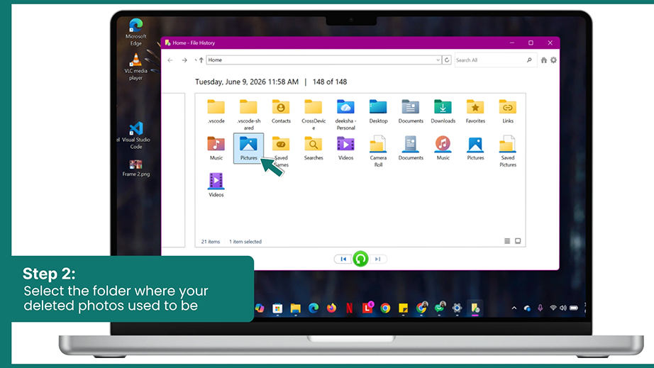 Select the folder where your deleted photos used to be