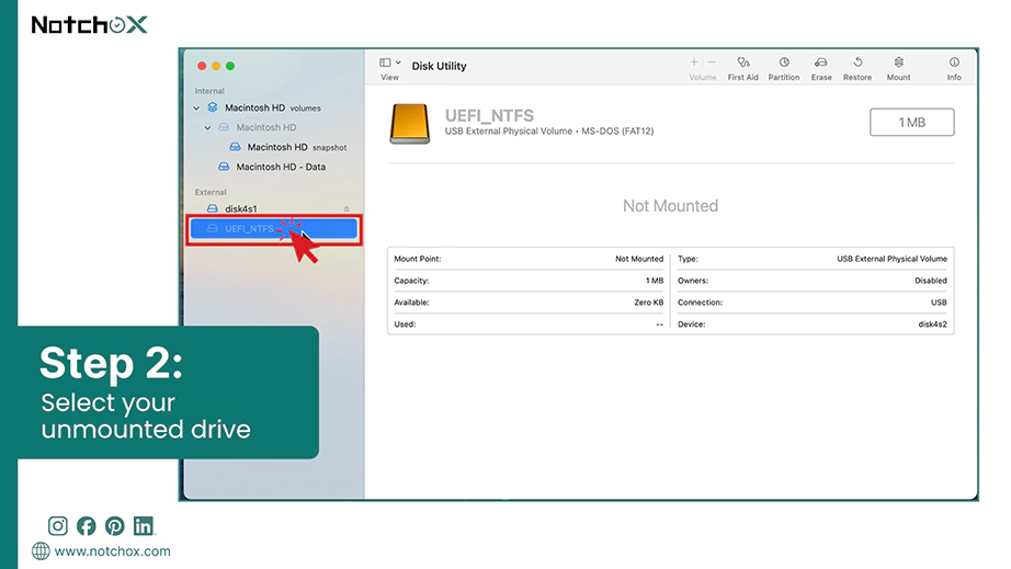 Select your unmounted drive
