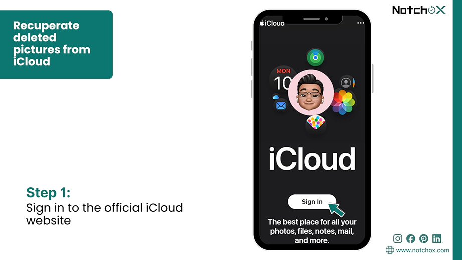 Sign in to the official iCloud website
