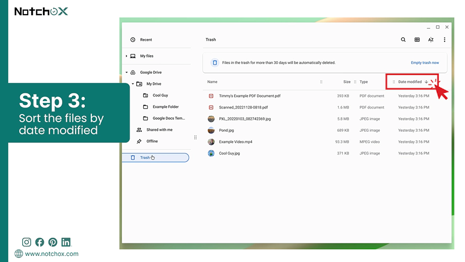 Sort the files by date modified