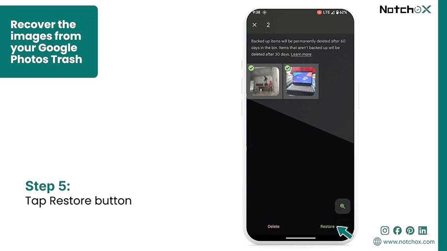 Tap Restore button
