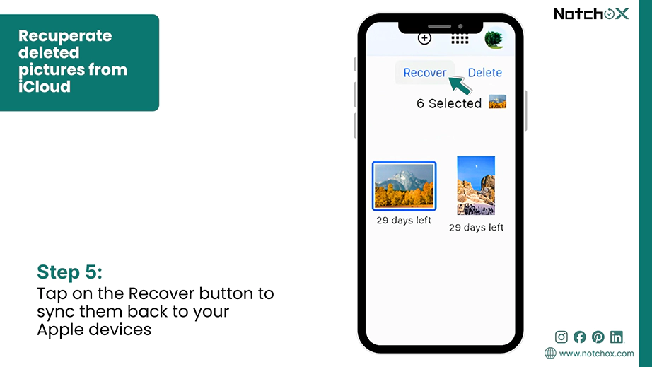 Tap on the Recover button to sync them back to your Apple devices