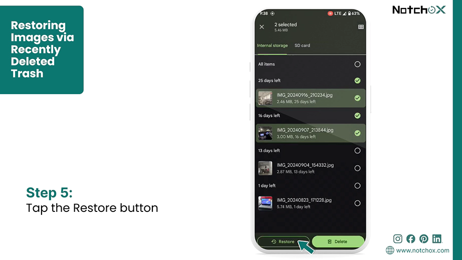 Tap the Restore button