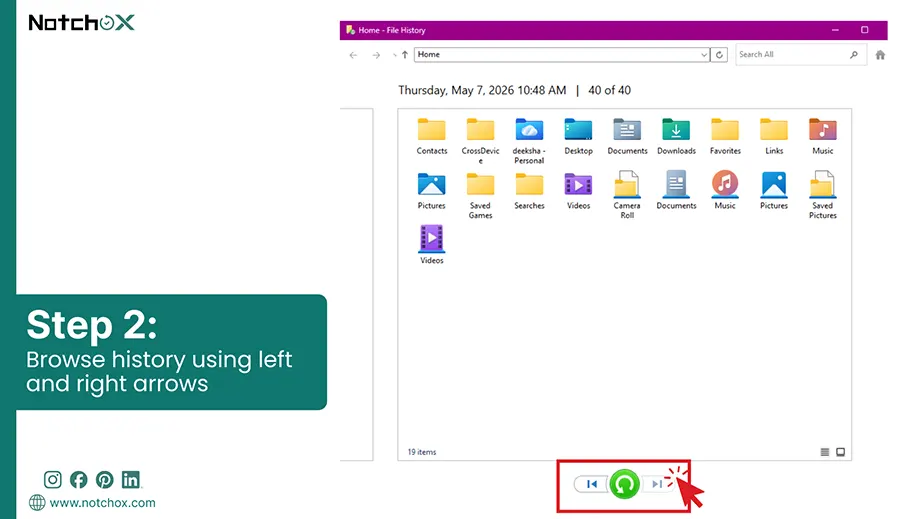 Browse history using left and right arrows