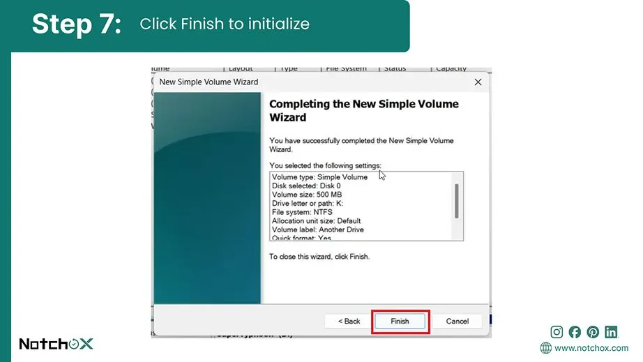 Click Finish to initialize