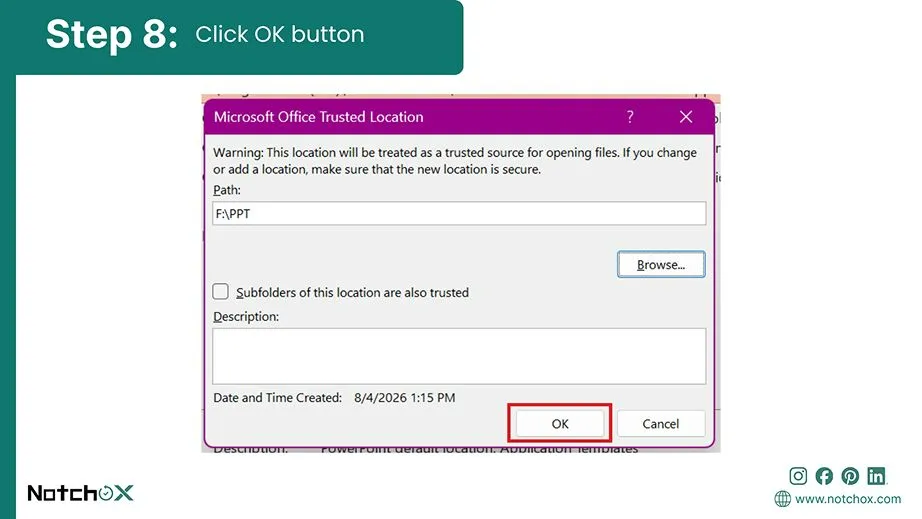 Click OK button