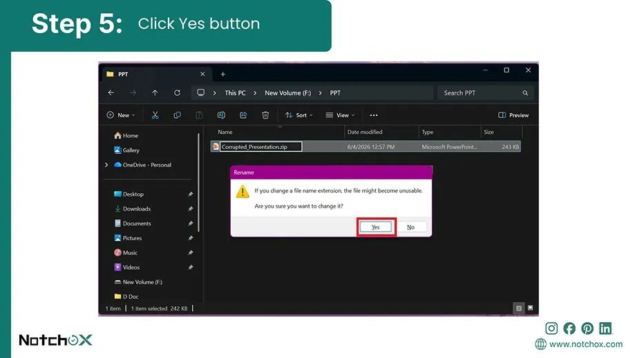 click yes button