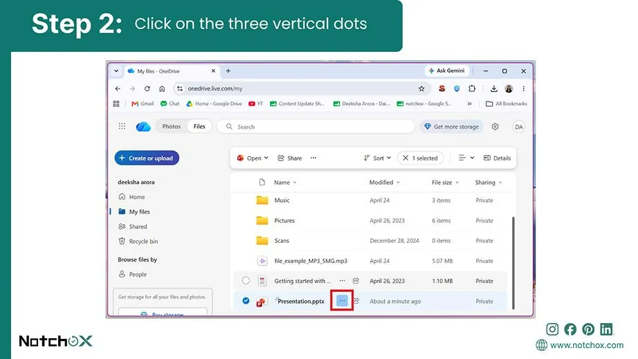 click on the three vertical dots