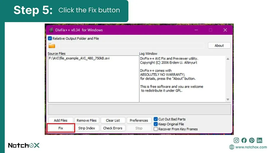 Click the Fix button