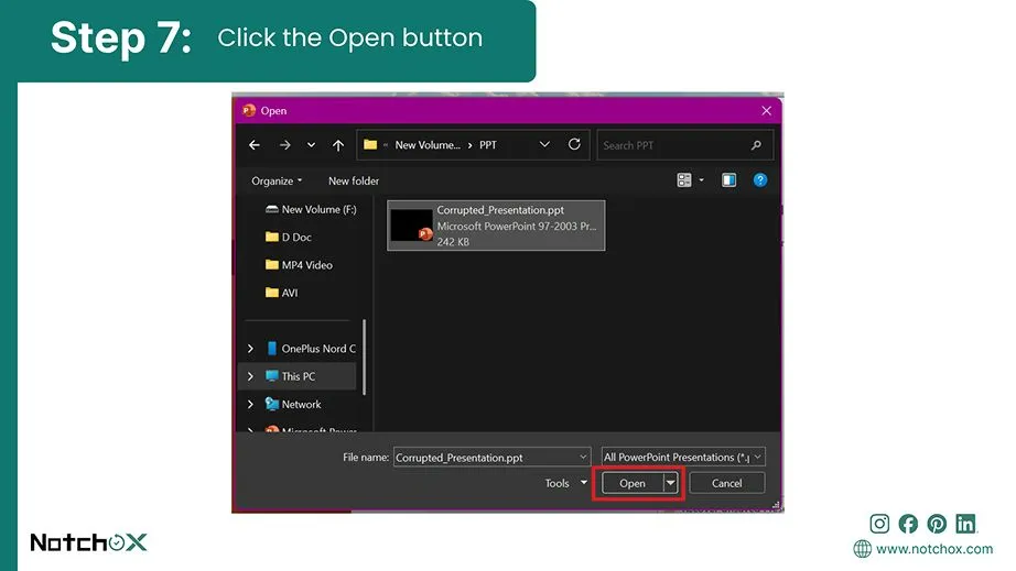 Click the Open button