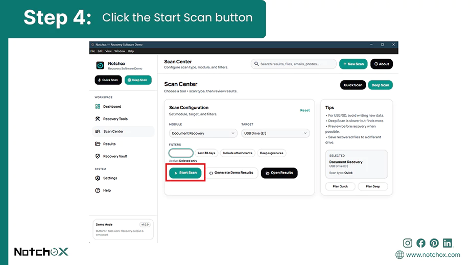 Click the Start Scan button