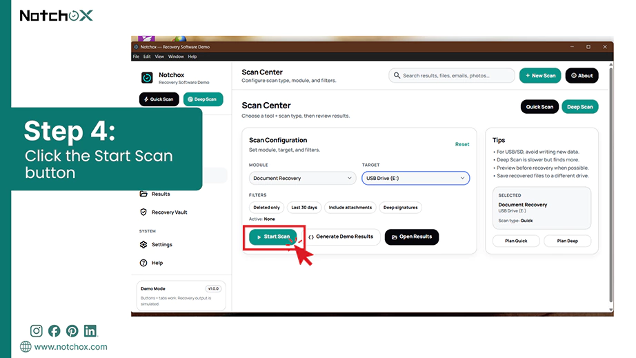 Click the Start Scan button