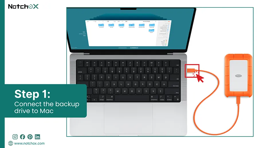 Connect the backup drive to Mac