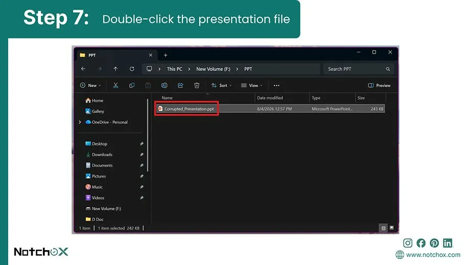 double-click the presentation file