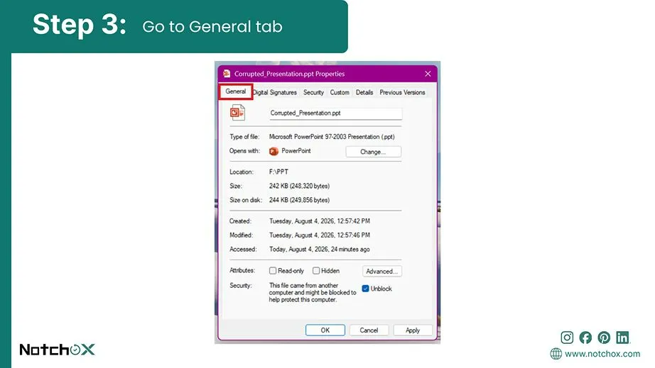 go to the general tab