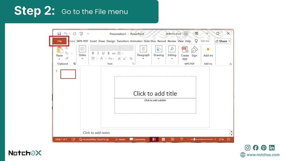 go to the file menu