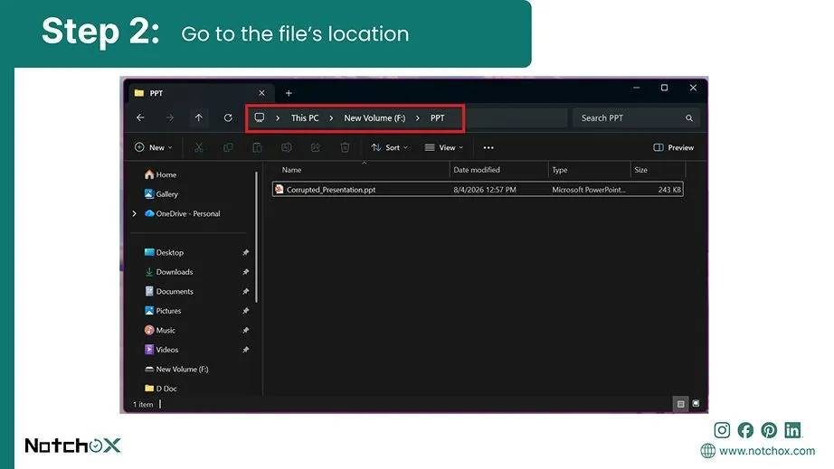 go to the files location