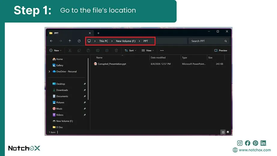 go to the files location