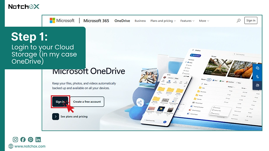 Login to your Cloud Storage (in my case OneDrive)