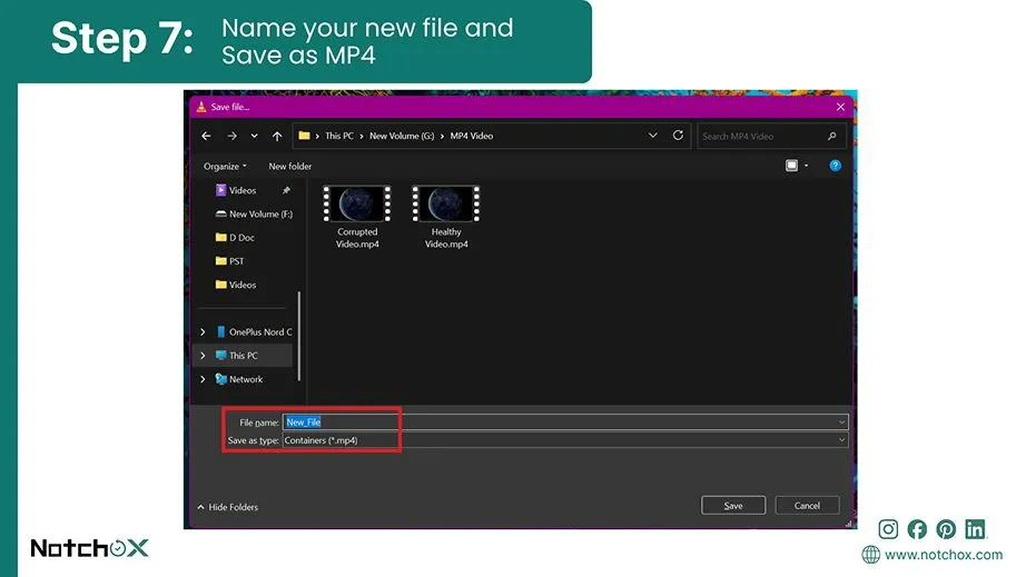 Name your new file and Save as MP4