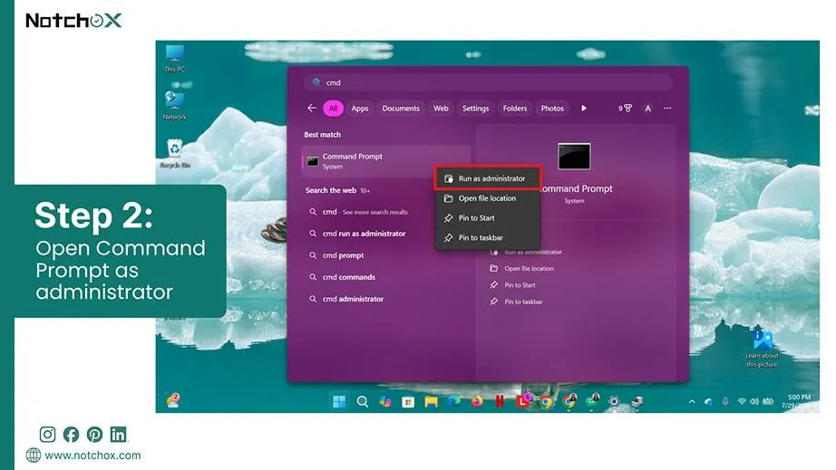Open Command Prompt as administrator