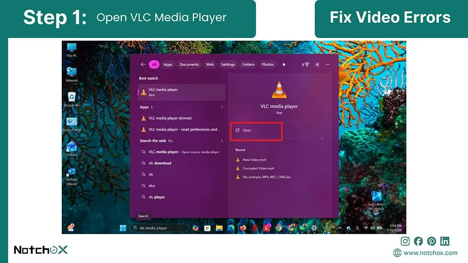 Open VLC Media Player