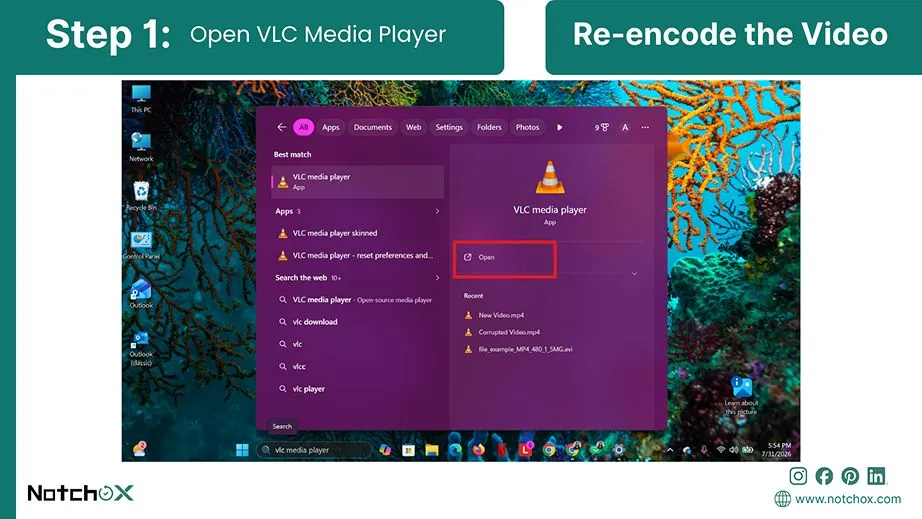 Open VLC Media Playerr