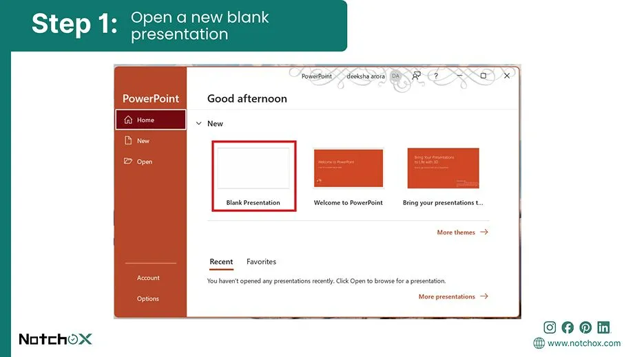 Open a new blank presentation