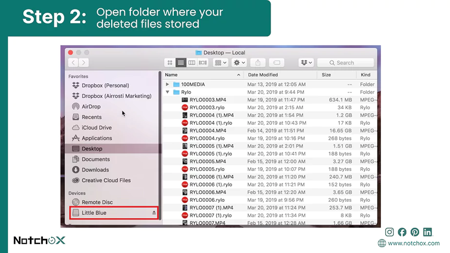 Open folder where your deleted files stored