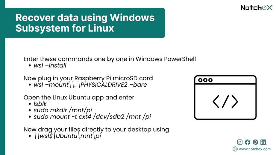 Recover data using Windows Subsystem for Linux
