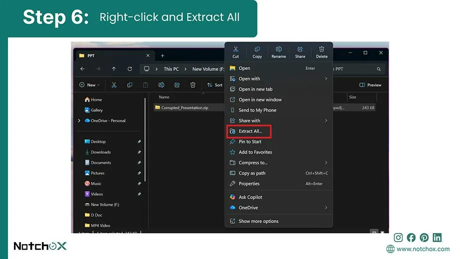 Right-click and extract all