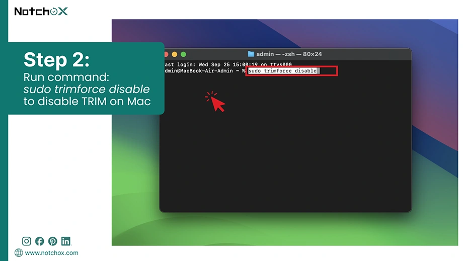 Run command to disable TRIM on Mac