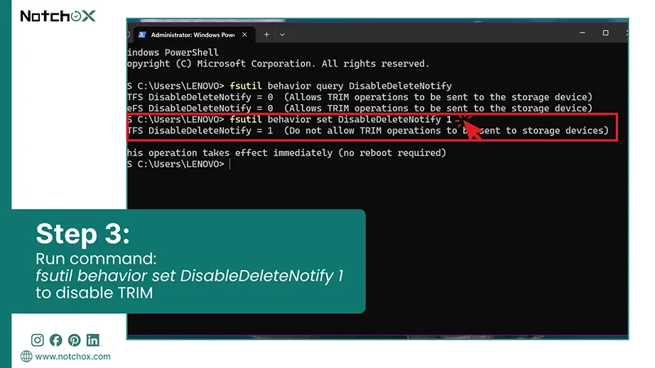Run command to disable TRIM