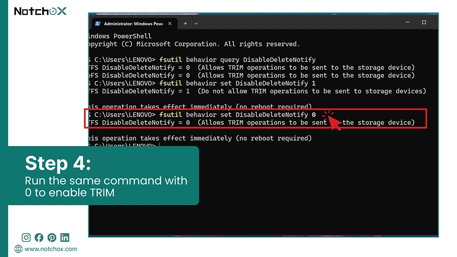 Run the same command with 0 to enable TRIM