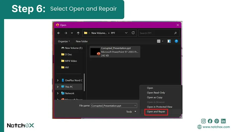 select open and repair
