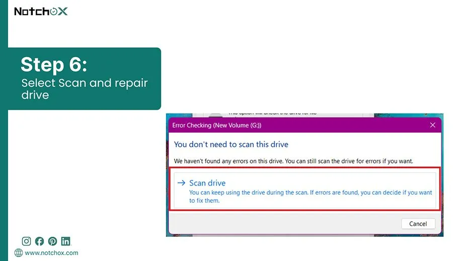 Select Scan and repair drive