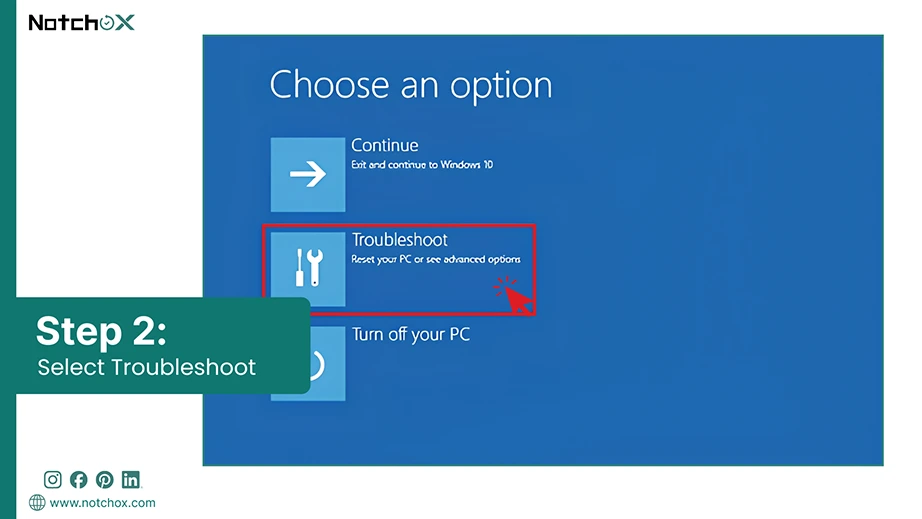 Select Troubleshoot